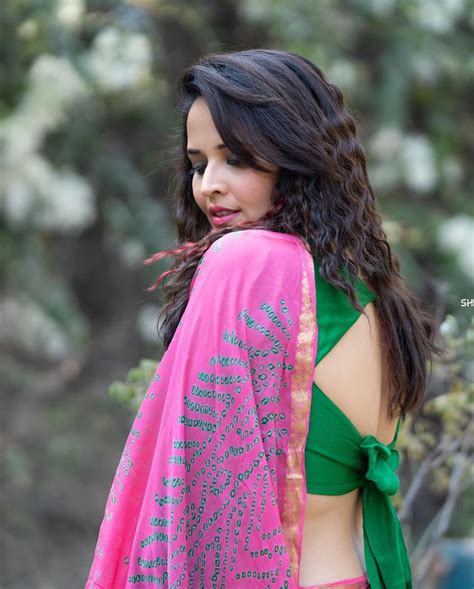 Anasuya Bharadwaj Latest Photos In Georgette Saree And Green Full