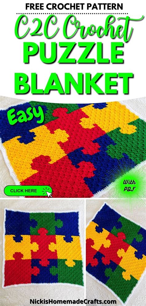 Free Crochet Puzzle C2C Blanket Pattern Crochet C2c Pattern Crochet