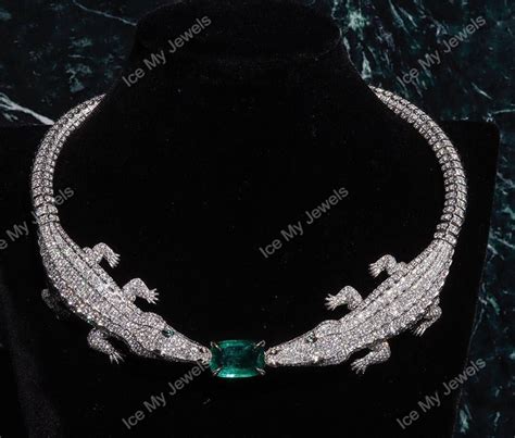 Crocodile Alligator Choker Necklace 925 Sterling Silver Big Etsy