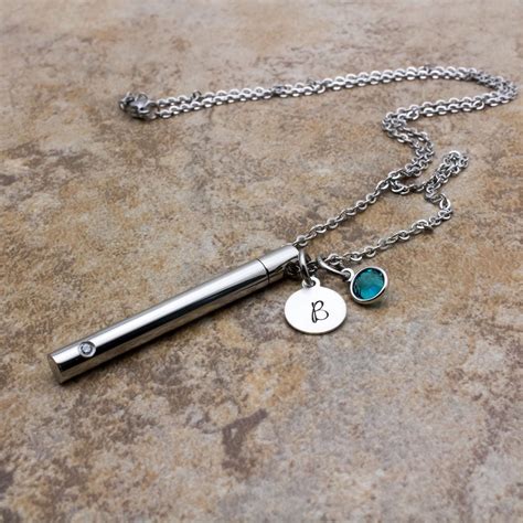 Cremation Necklace Slender Vial For Ashes Personalized Etsy Simple Jewelry Cremation