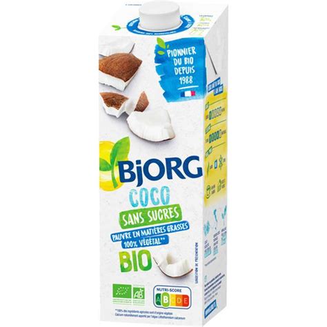 Boisson coco sans sucres ajoutés BIO Bjorg 1 L Bam courses