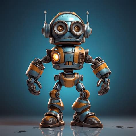 Premium Photo Highly Detailed Blue Robot In Tpose A Dark Amber And