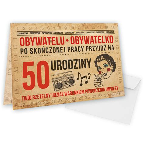 Zaproszenia Na 50 Urodziny W Stylu Prl Szalony Kot Sklep EMPIK