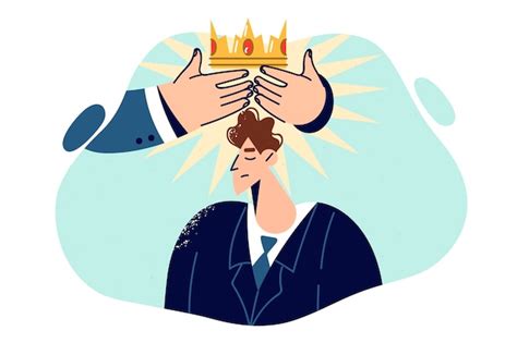 El Hombre De Negocios Recibe Una Corona De Oro De Las Manos Del Jefe