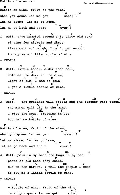 Kingston Trio Song Bottle Of Wine Lyrics And Chords