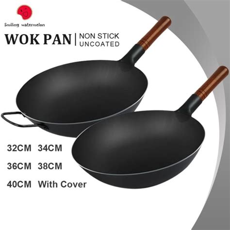 COD Kawali Non Stick Wok Pan With Cover Frying Carbon Steel Lazada PH