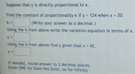 Suppose That Y Is Directly Proportional To X Find The Constant Of