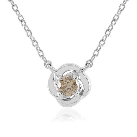 Collier En Argent Et Diamant Champagne I Tu Juwelo Bijouterie