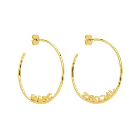 Custom gold name plate earrings hoops made to order | NJ Name Jewelry