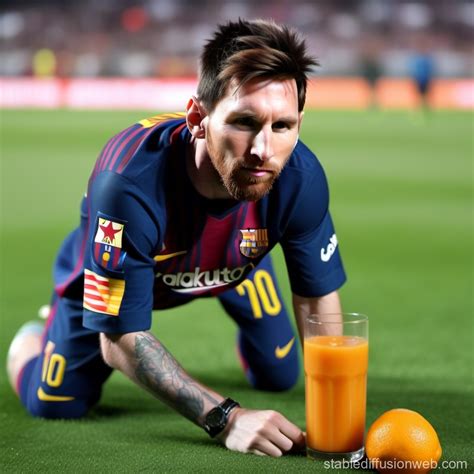 Messi Drinking Juice From Bottle Stable Diffusion Online