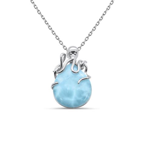 Cadena con dije de plata 925 y Larimar Joyería Alahas