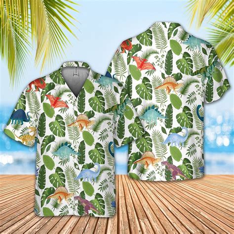 Jurassic Dinosaurs Adorning Classic Hawaiian Shirt Trendy Aloha