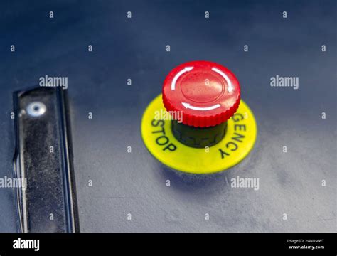 Big Red Emergency Stop Button at Machinery Safety Stock Photo - Alamy