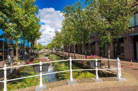 Canal in historical part of Delft | Stock image | Colourbox