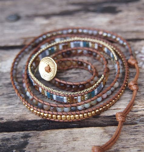 Brown Mix Wrap Bracelet 5 Times Wrap Boho Bracelet Bohemian Etsy