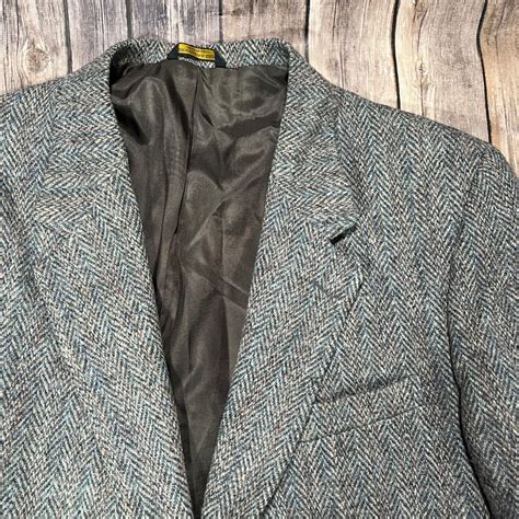 Vintage Harris Tweed Wool Herringbone Blazer Jacket S Gem