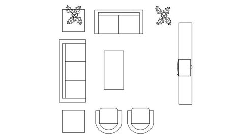 AutoCAD 2d living room layout cad blocks in dwg file. - Cadbull