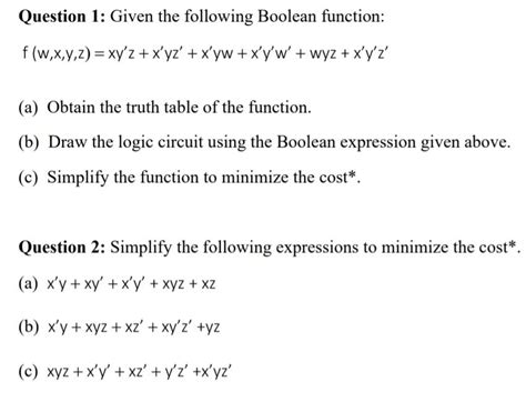 Solved Question Given The Following Boolean Function Chegg