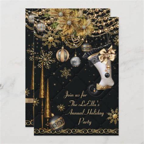 Elegant Glam Holiday Christmas Party Invitations | Holiday christmas ...