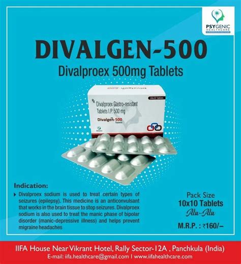 Divalgen 500 Divalproex Sodium 500 Mg Tablet 10 10 Prescription At Rs 160 Stripe In Panchkula