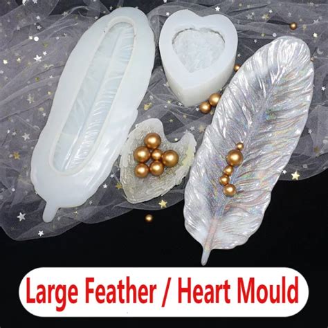 FEATHER HEART SILICONE Resin Casting Mold Jewellery Tray Dish Epoxy