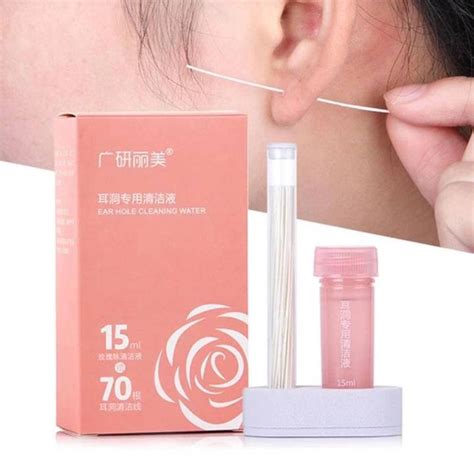 70pcs Pierced Ear Cleaning Set Herb Solution Paper Floss Ear Hole Aftercare Tools Kit Disposable