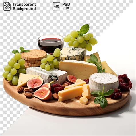 Premium Psd Premium Of Cheeses Crackers And Grapes Arranged On A