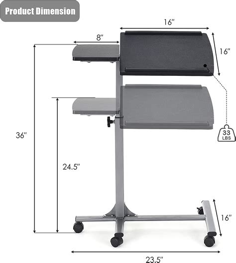 Buy Tangkula Rolling Laptop Desk Cart Mobile Laptop Stand With Tilting