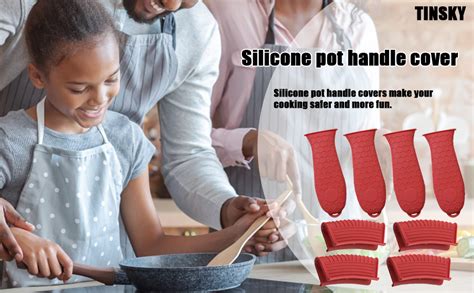 Amazon Silicone Hot Handle Holder 8 Pieces Pot Holders Cover Silicone Assist Handle Holder