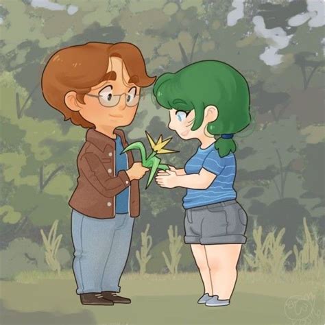 Stardew Valley inspired art > Pierre giving Caroline a flower ...