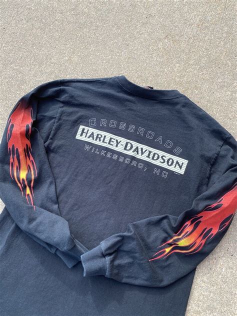 Vintage Harley Davidson Red Flame Long Sleeve Big Shi Gem