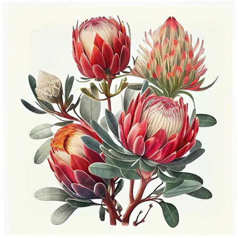 Premium Photo Protea Flower Isolated African Protea Drawing Imitation