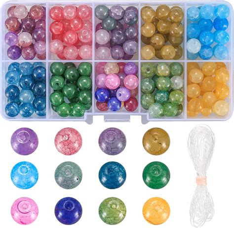 DIYDEC 504 Stück 8mm Bunte Glasperlen zum Basteln 28 Farben runde