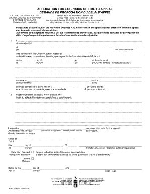 Fillable Online POA 0206 Application For Extension Of Time To Appeal