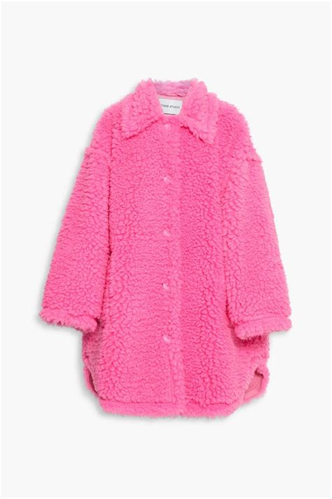 Stand Studio Gwen Oversized Neon Faux Shearling Coat In Pink Lyst