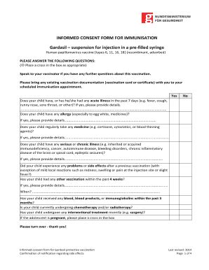 Fillable Online Informed Consent Form For Immunisation Fax Email