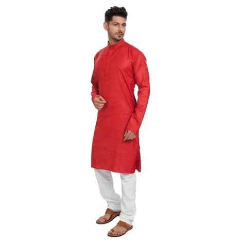 Indian Mens Red Plain Cotton Kurta Pajama At Best Price In Jaipur Tripsy