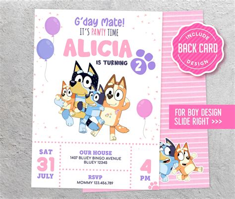 Printable Bluey Birthday Invitations