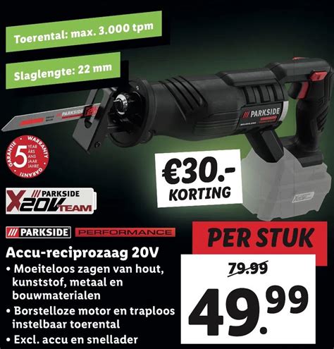 Iii Parkside Performance Accu Reciprozaag V Aanbieding Bij Lidl