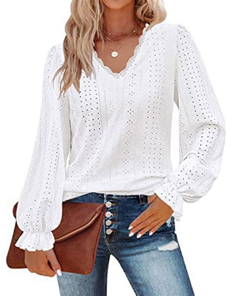 Zanzea Womens Tops 3 4 Sleeve Lace Detail Cover Ups Hollow Out