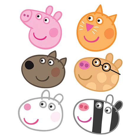 Peppa Pig Party Cardboard Face Masks Pack Of 6 Partyrama