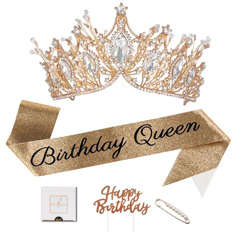 Birthday Crown For Women Pieces Birthday Sash For Women Gold Crown