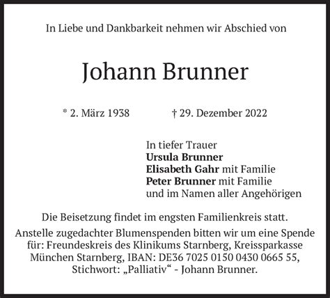 Traueranzeigen Von Johann Brunner Trauer Merkur De