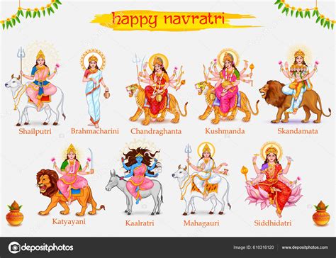 Illustration Goddess Navadurga Nine Devi Celebration Navratri Festival