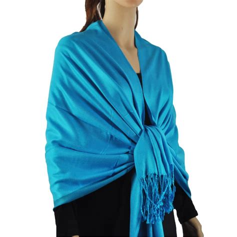 Solid Silky Wedding Pashmina Light Bright Blue Wholesale Scarves City