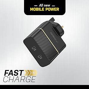 OtterBox Dual Port UK Wall Charger 50W USB C PD 30W GaN USB C PD 20W