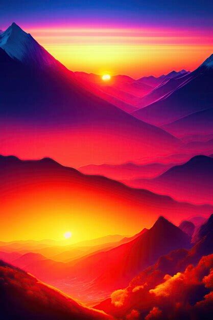 Premium AI Image Glorious Sunset Over The Mountains Attractive Summer