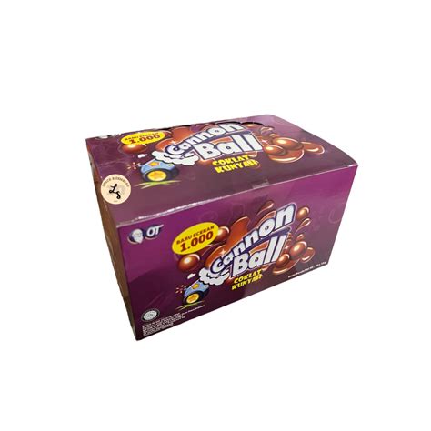 Jual Cannon Ball Coklat Kunyah Ecer 500 1000 1 Box Isi 24 Pack 10gr