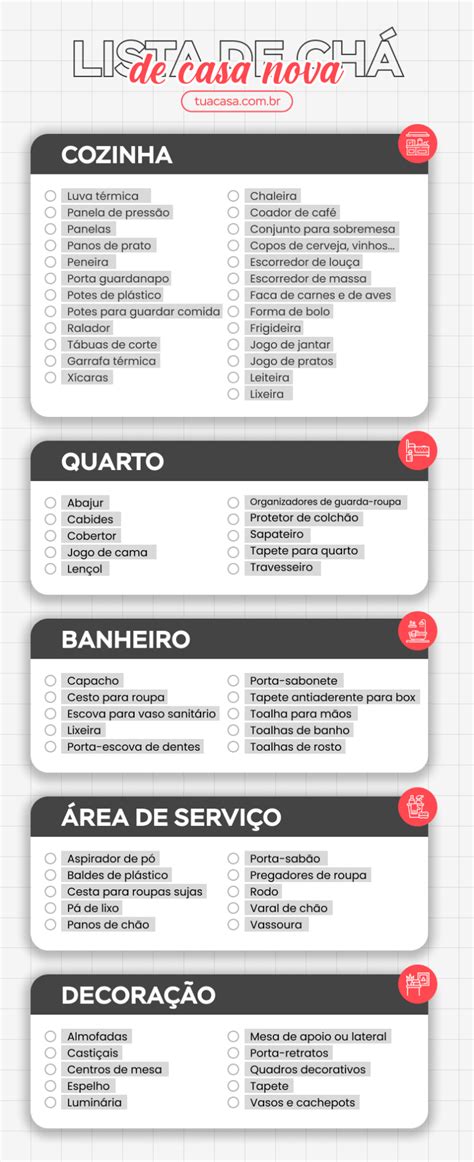 Lista de chá de casa nova o que pedir como fazer e vídeos