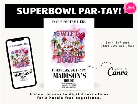 Taylor Swift Super Bowl Party Invitation Taylor Swift Superbowl